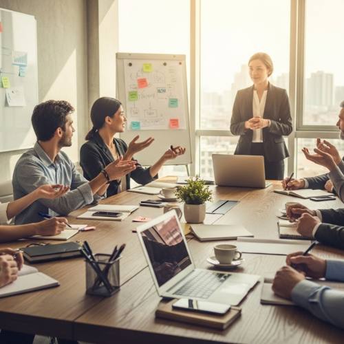 회의하는 사진으로 거버넌스를 예시하는 사진