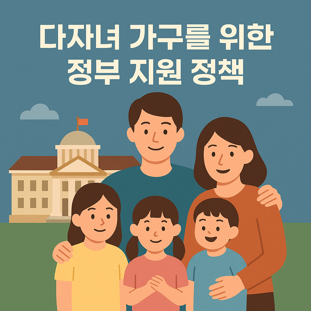 다자녀 가구를 위한 정부 지원 정책 포스터 이미지