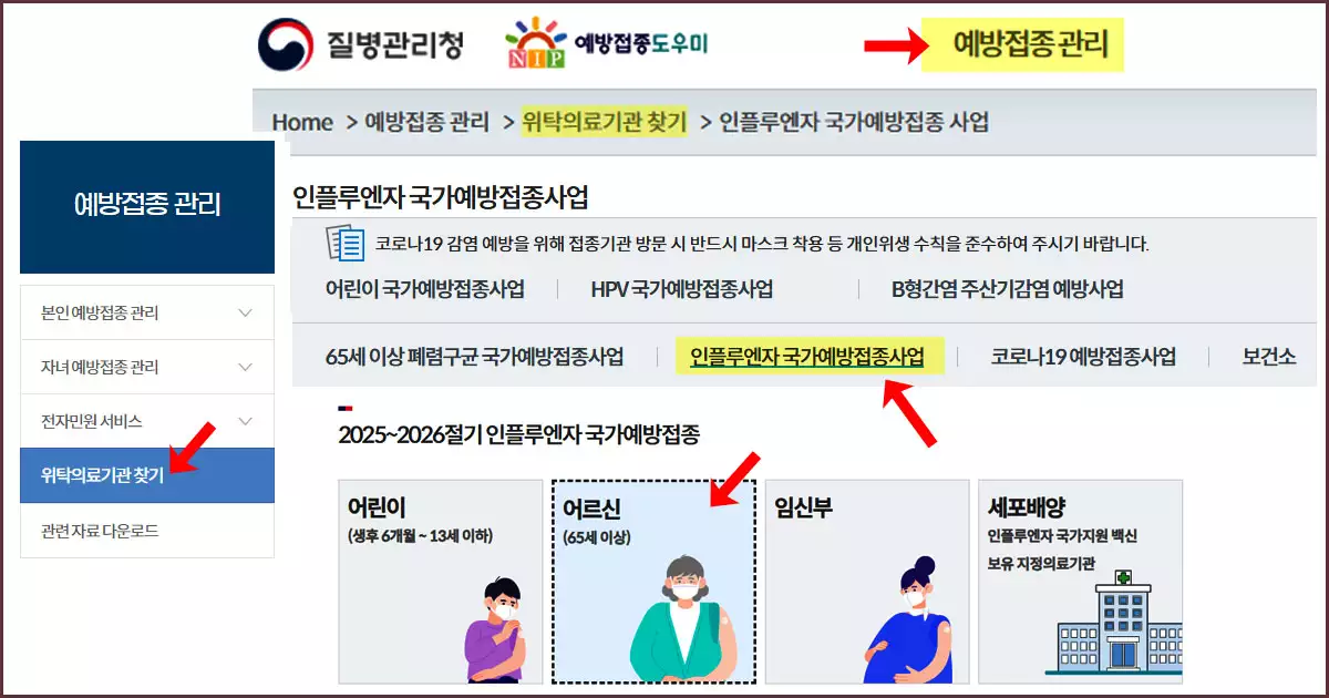 독감 예방접종 병원 찾기