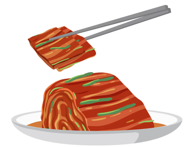 김치를 젓가락으로 집는 모습