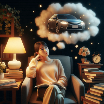 여유로운 꿈을 꾸는 사람과 함께 떠나는 여행을 상상하는 장면입니다.