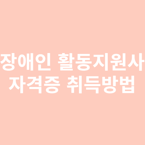 장애인 활동지원사