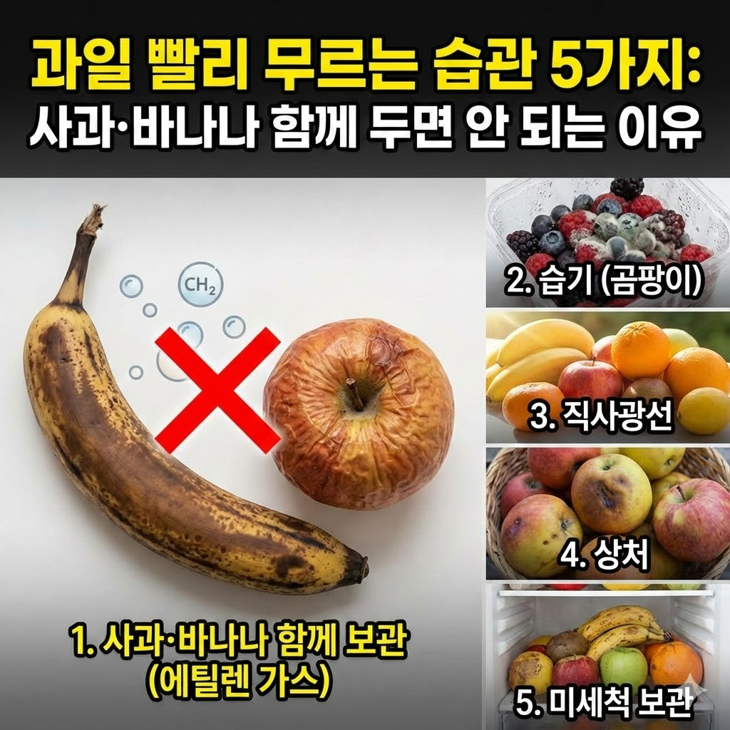 과일 빨리 무르는 습관 5가지: 사과&middot;바나나 함께 두면 안 되는 이유