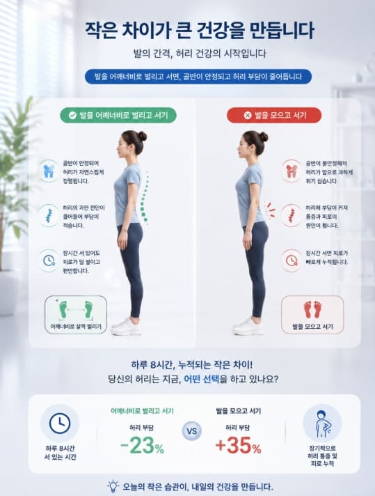 서있는 발 위치 비교 이미지