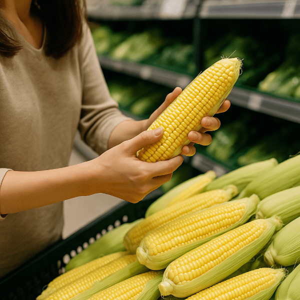 마트에서 초당옥수수를 고르고 있는 손