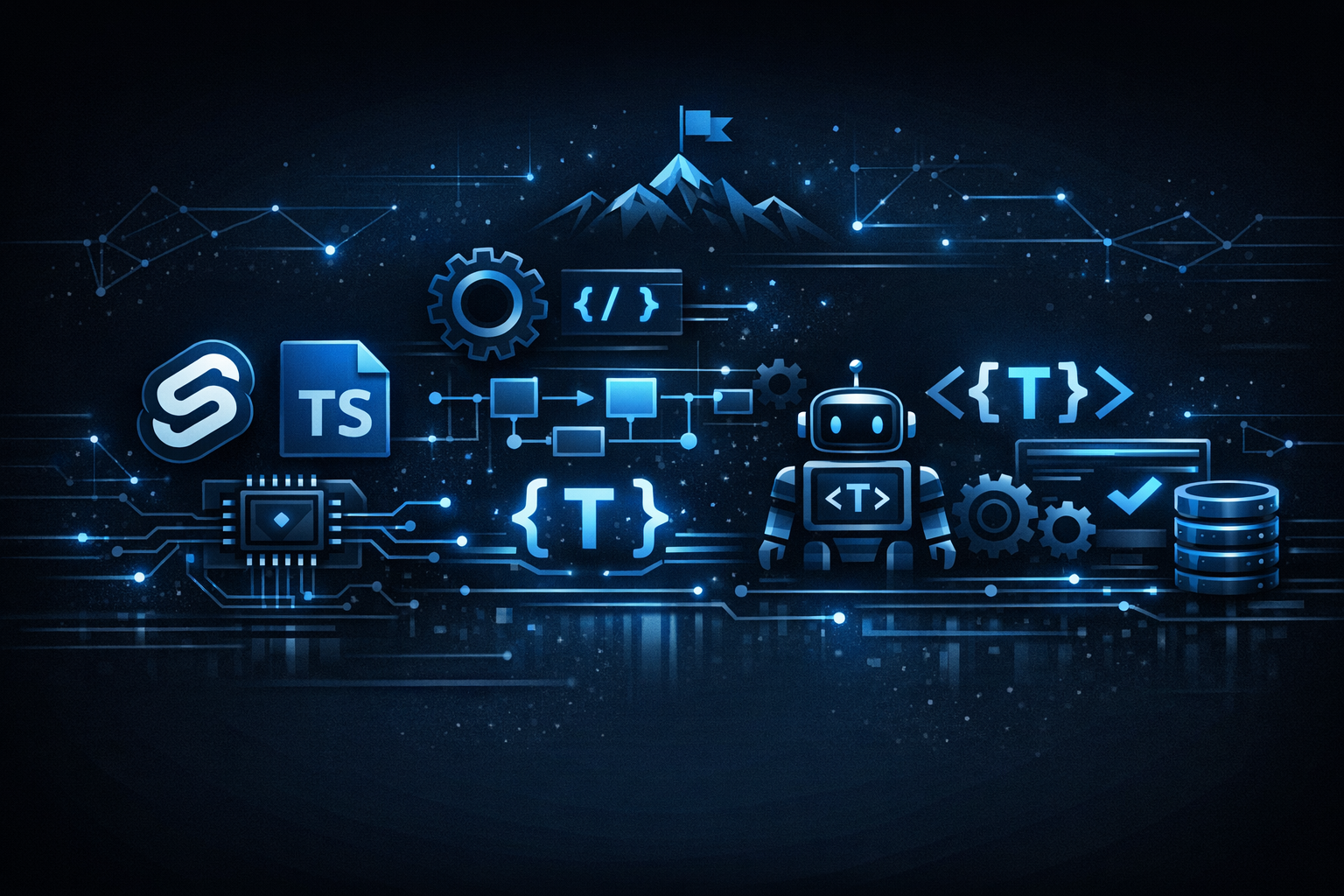 Svelte와 TypeScript 연동을 상징하는 기술 일러스트