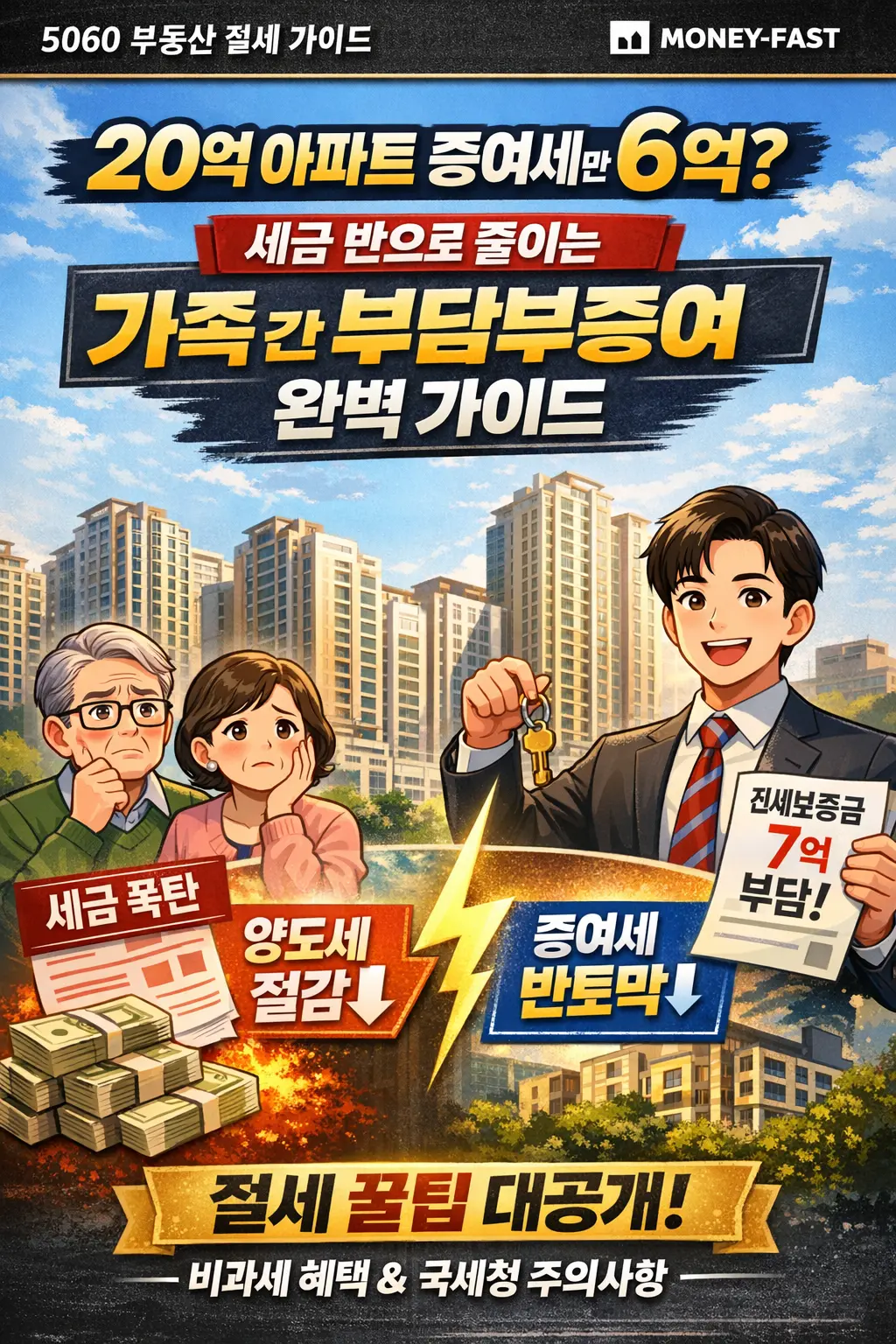 "20억 아파트 증여세만 6억?" 세금 반으로 줄이는 가족 간 '부담부증여' 완벽 가이드