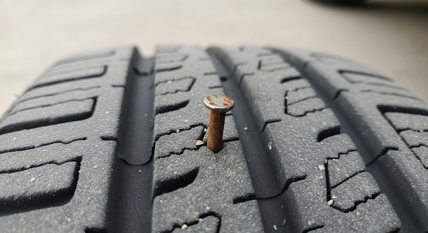 자동차 타이어 못박힘