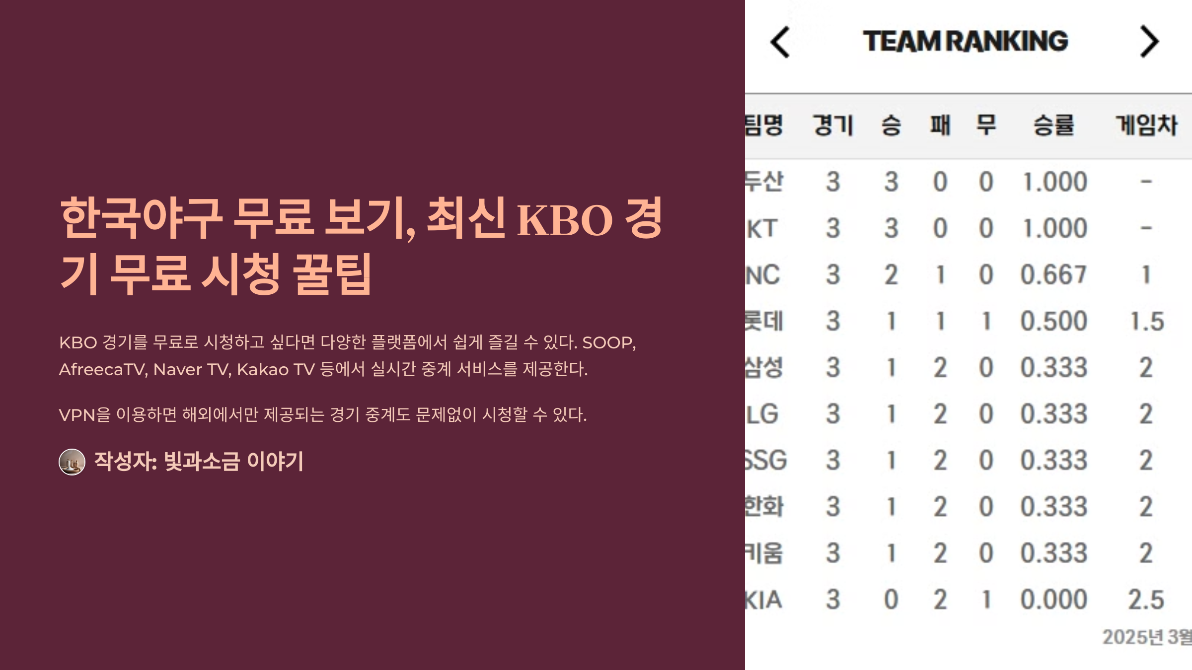 한국야구 무료 보기, 최신 KBO 경기 무료 시청 꿀팁