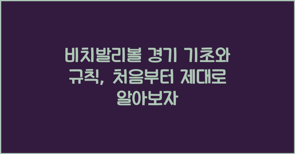 비치발리볼 경기 기초와 규칙