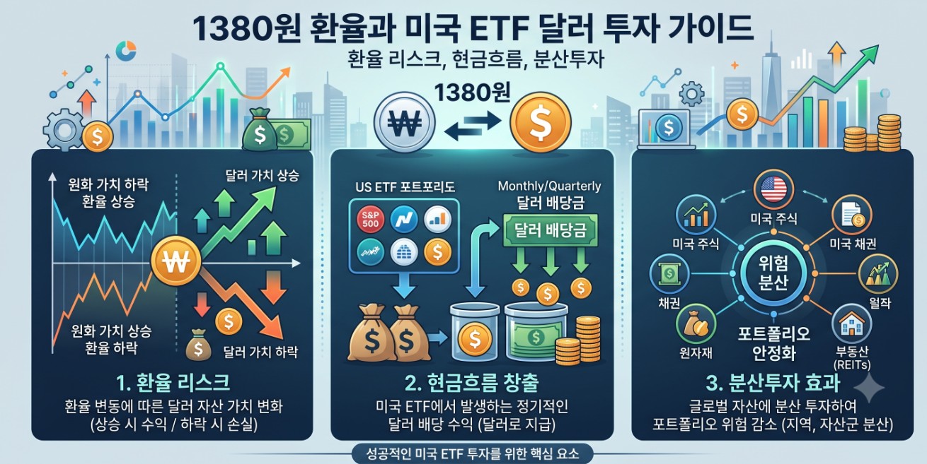 1380원 환율과 미국 ETF 달러 투자 가이드