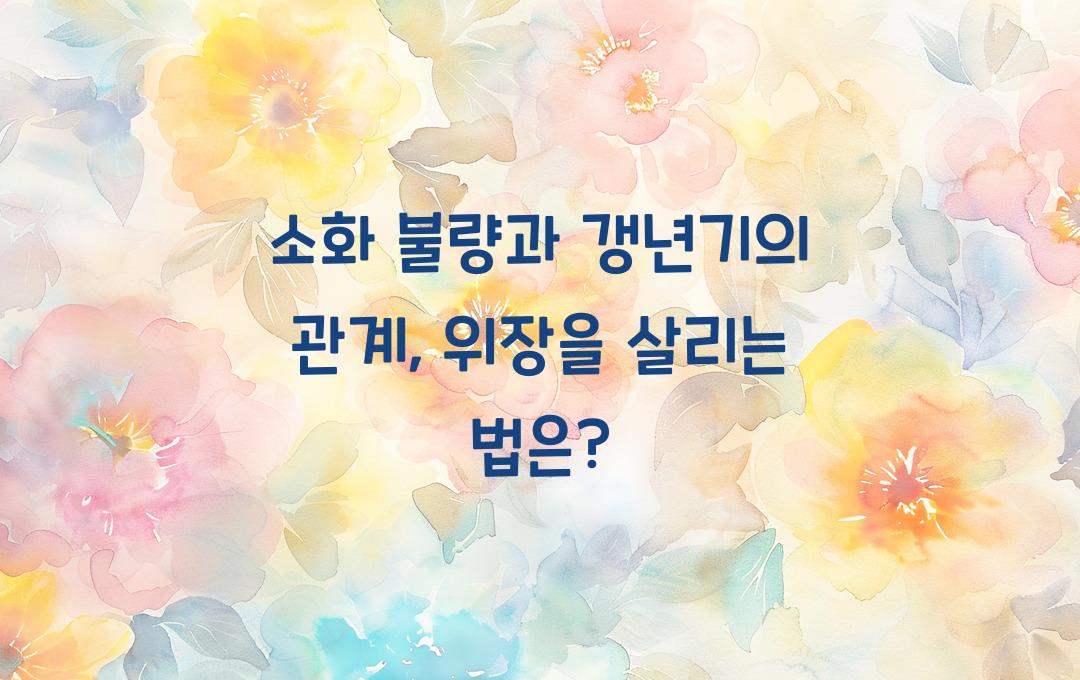 소화 불량과 갱년기의 관계, 위장을 살리는 음식