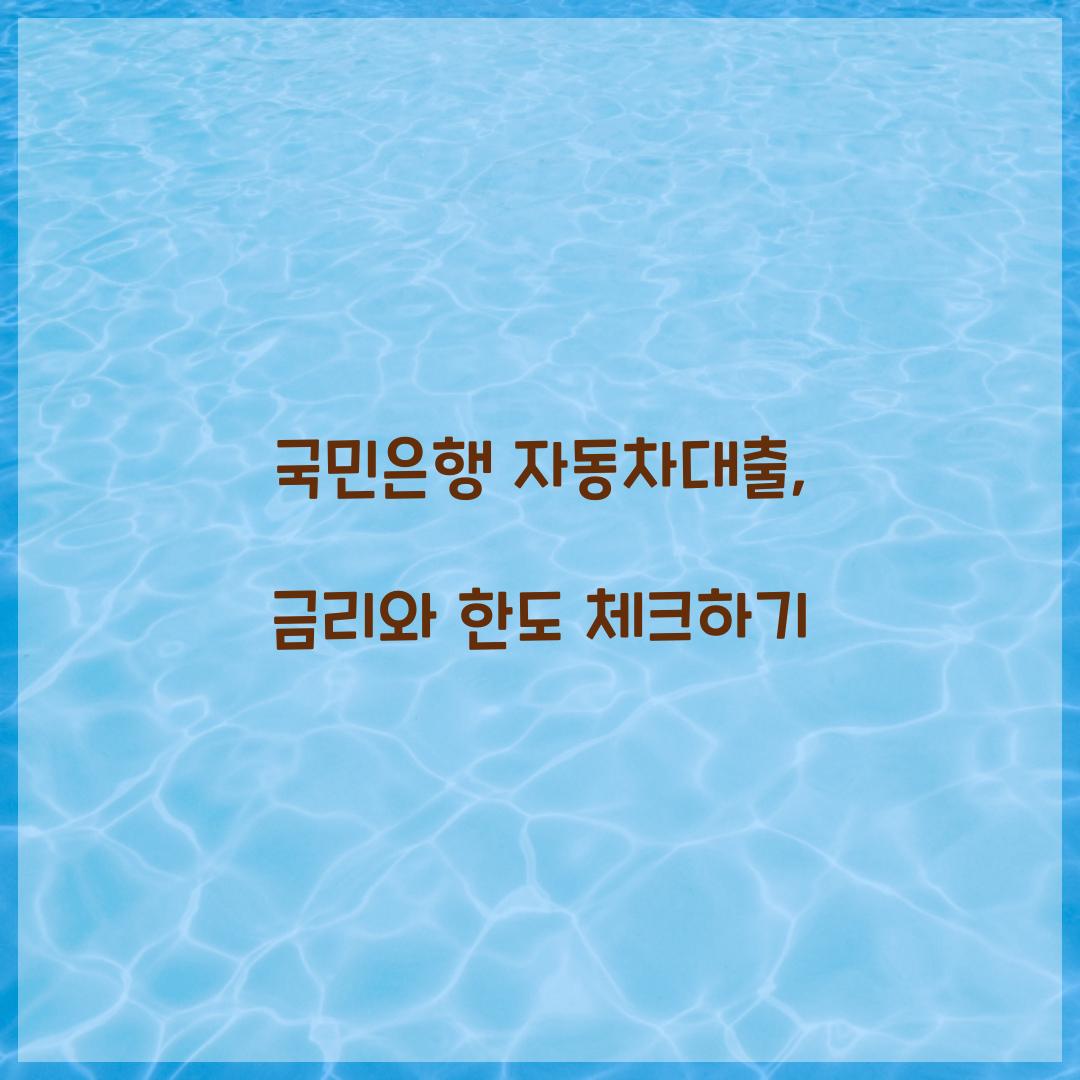 국민은행 자동차대출