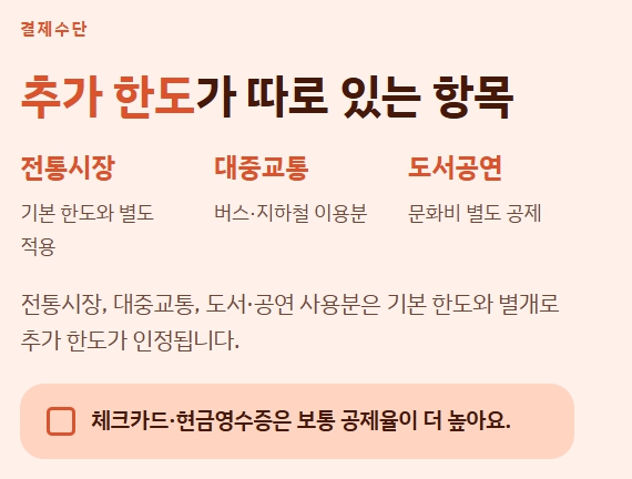추가한도가 따로 있는 항목
