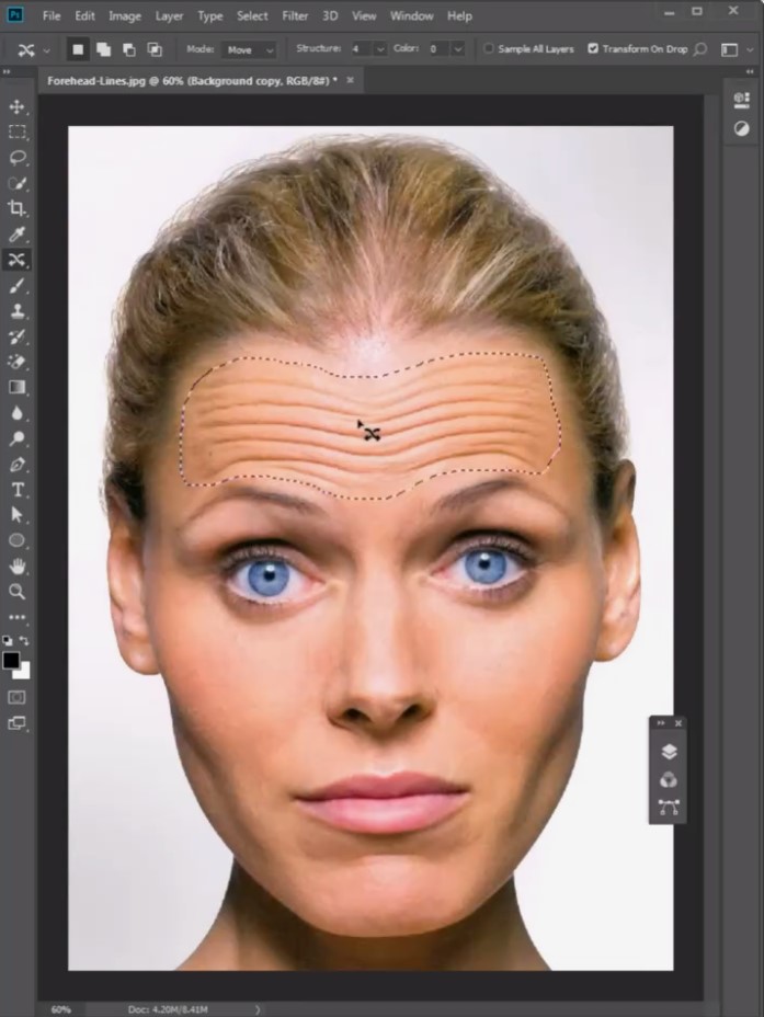 포토샵 이마 주름 보정