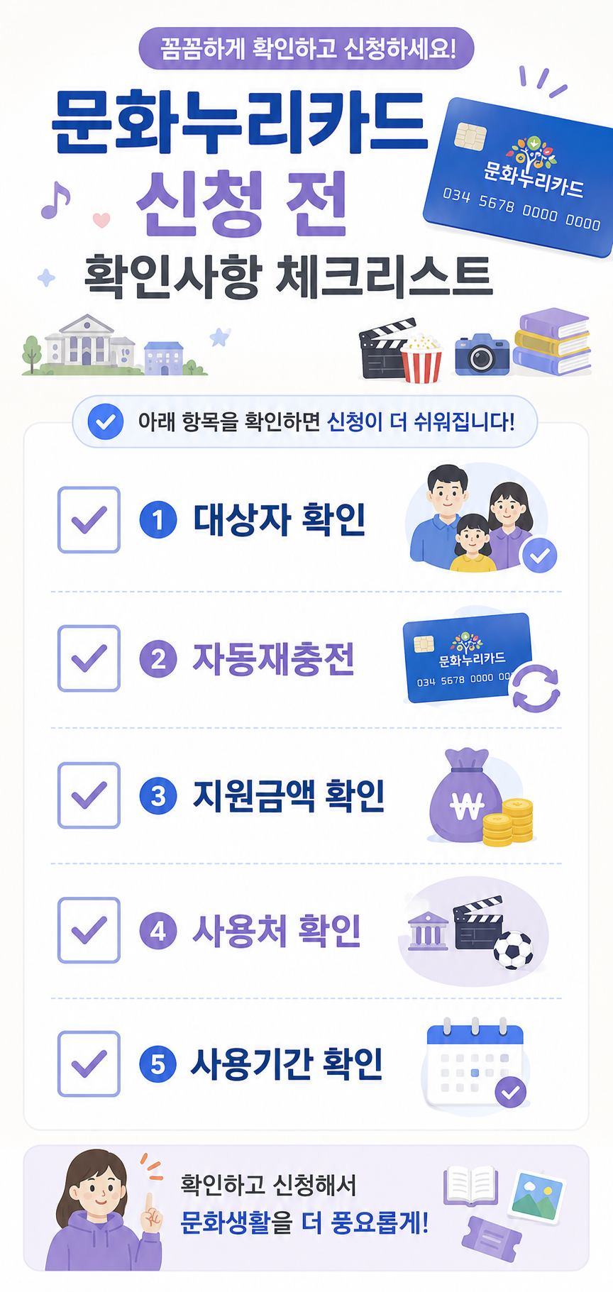 문화누리카드 신청 전 확인사항 체크리스트 카드뉴스