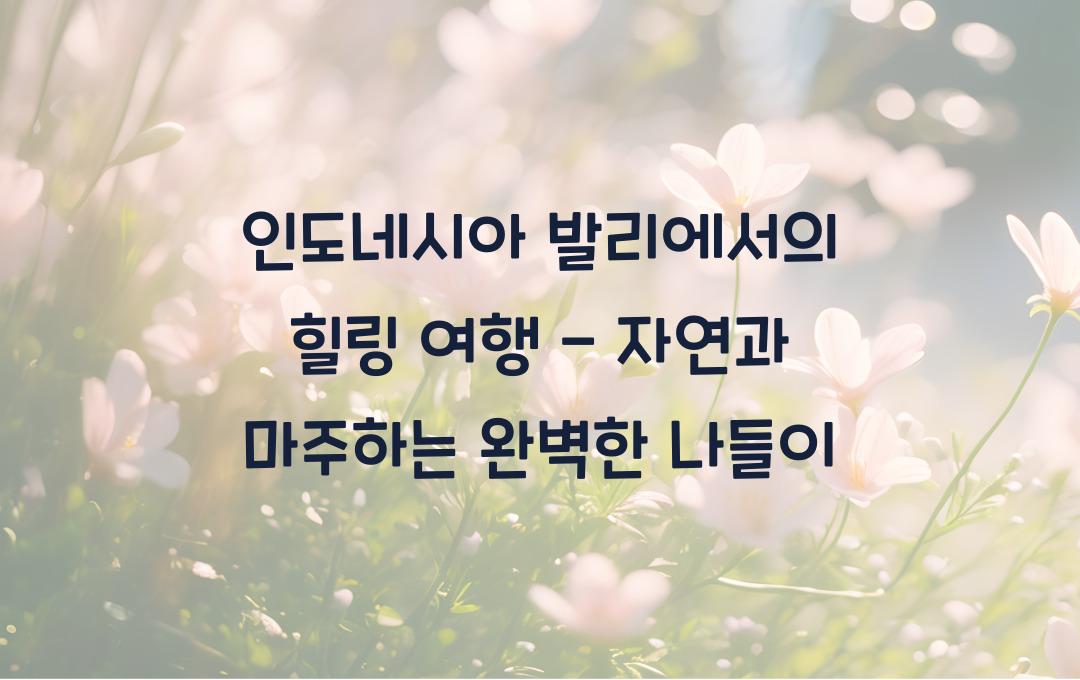 인도네시아 발리에서의 힐링 여행
