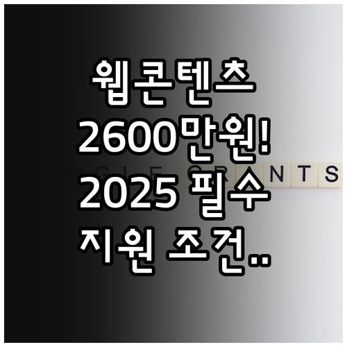 웹콘텐츠 최대 지원 2600만원 20..