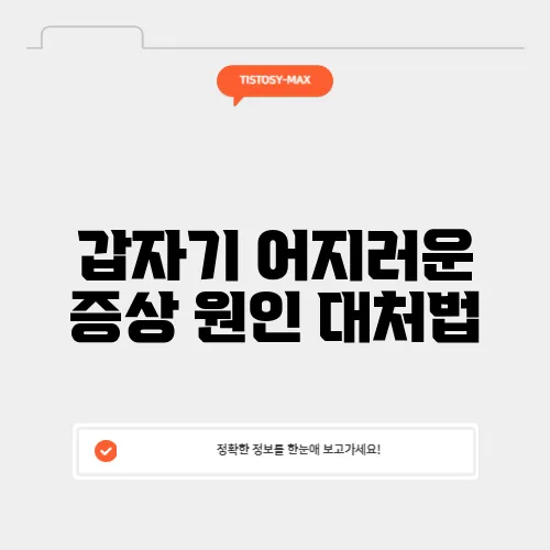 갑자기 어지러운 증상 원인 대처법