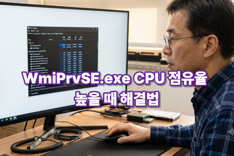 윈도우 부팅 후 WmiPrvSE.exe CPU 점유율이 높을 때 이벤트 뷰어로 원인을 확인하는 방법