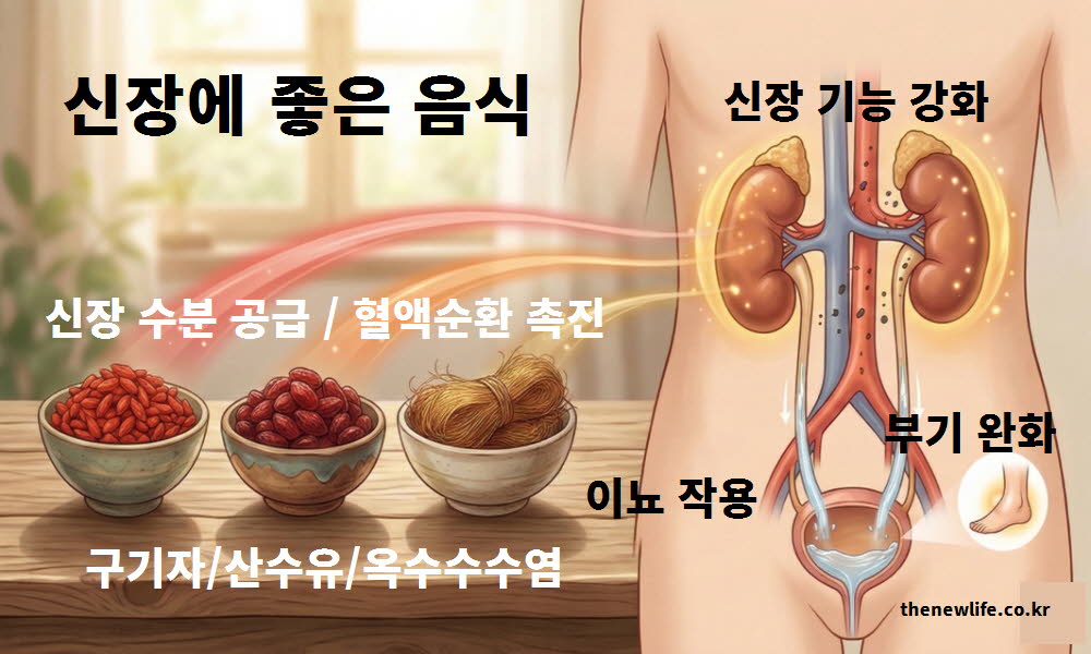신장에 좋은 음식 약초를 설명하는 이미지