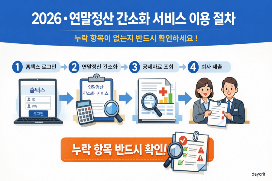 연말정산 간소화 서비스 이용 절차 요약 이미지 2026 연말정산