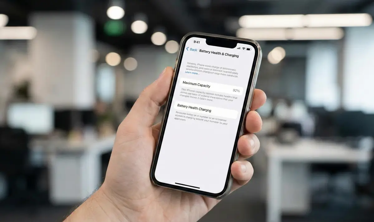 아이폰 배터리 성능 상태와 최대 용량을 확인하는 설정 화면