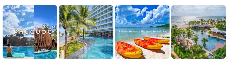 푸꾸옥 프리미어 레지던스 에메랄드 베이 리조트 수영장과 해변 전경