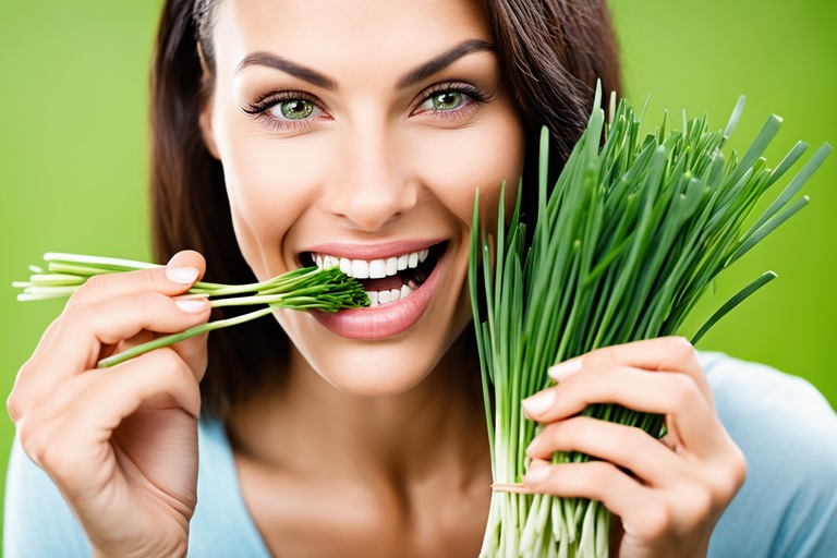 picture of eating fresh chives
