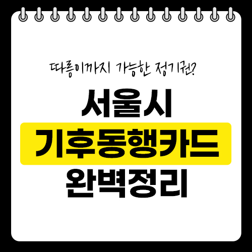 서울시 기후동행카드 완벽정리