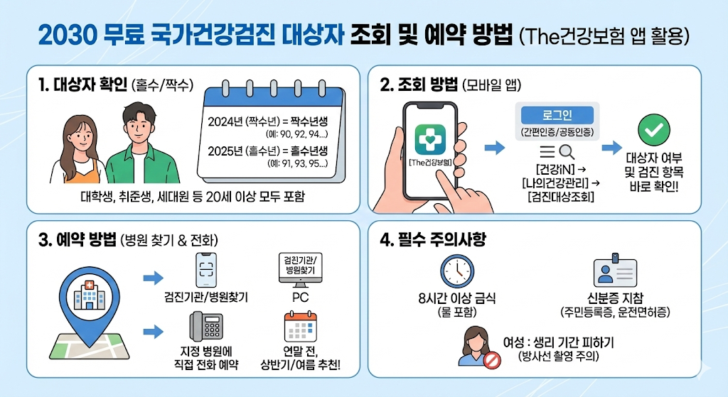 2030 무료 국가건강검진 대상자 조회 및 예약 방법