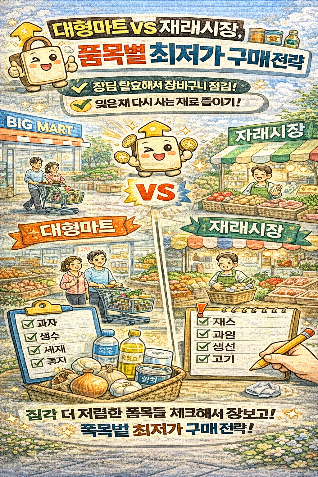 대형마트 vs 재래시장, 품목별 최저가 구매 전략