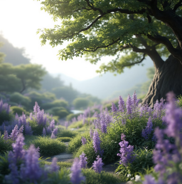 그늘 속 보랏빛 겸손