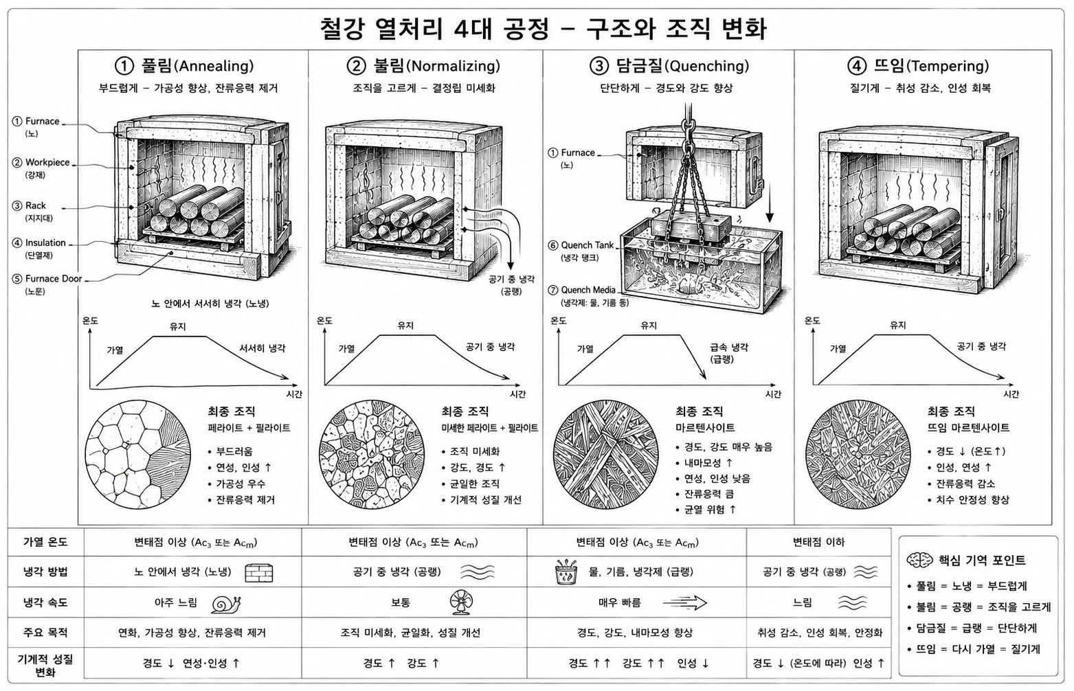 용접열처리와 조직변화 개념도