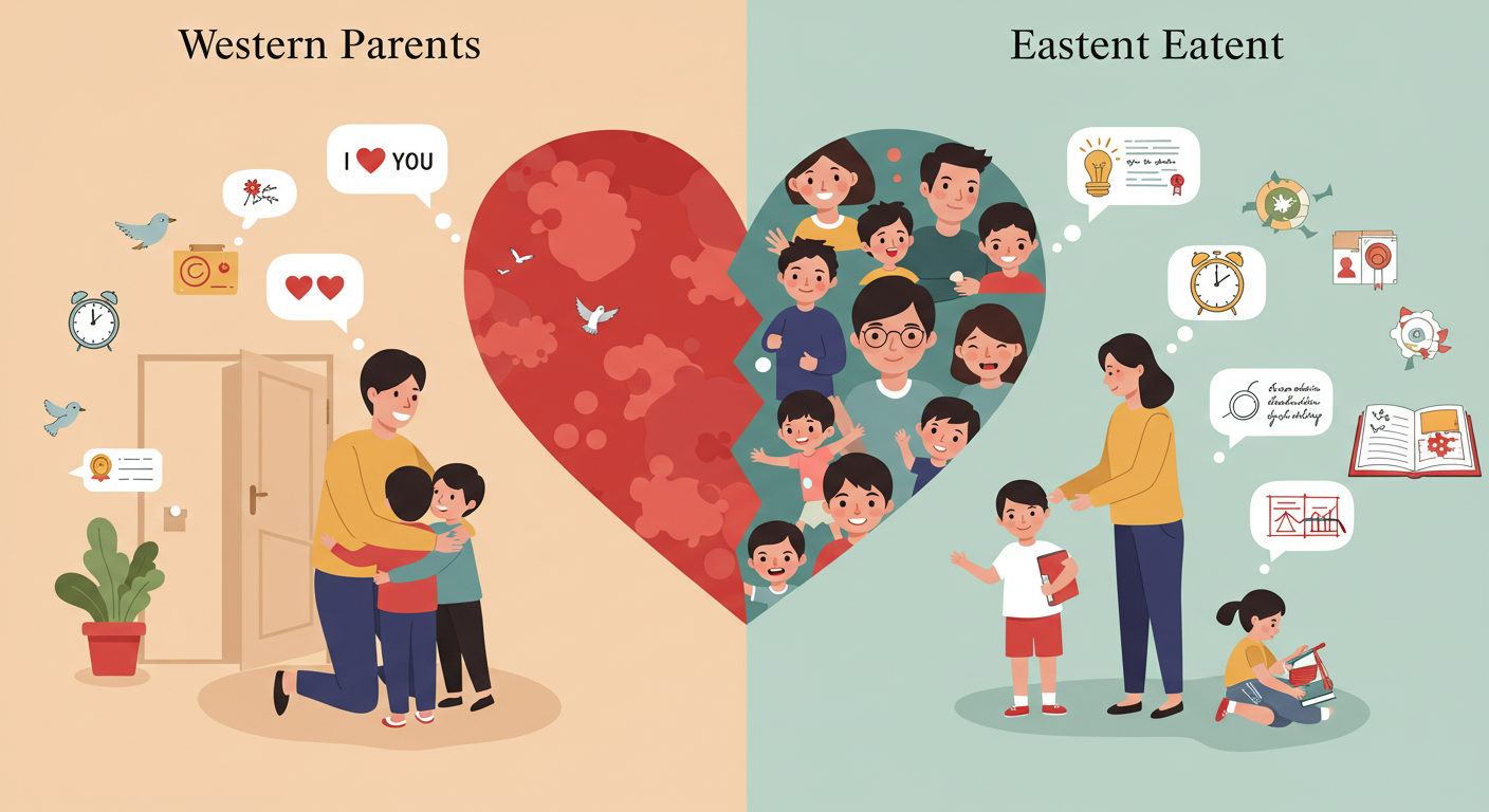 서구식 육아 vs 동양식 육아 관련 그림