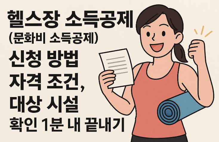 헬스장 소득공제(문화비 소득공제) 신청 방법, 자격 조건, 대상 시설 확인 1분내 끝내기