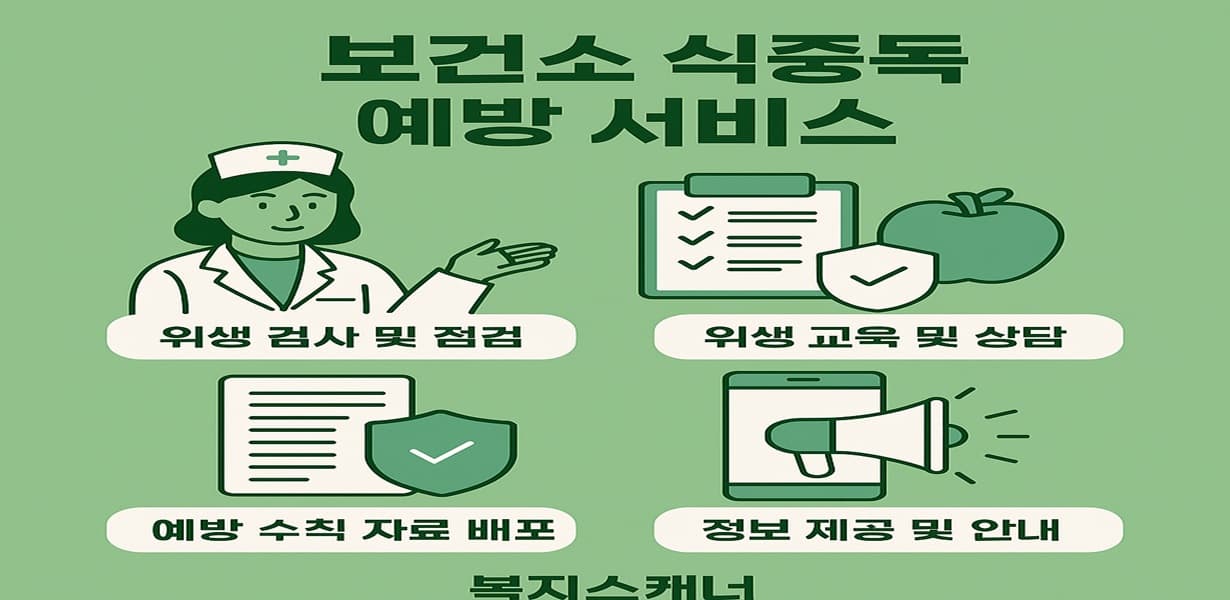 “보건소 식중독 예방 서비스를 안내하는 인포그래픽 이미지”