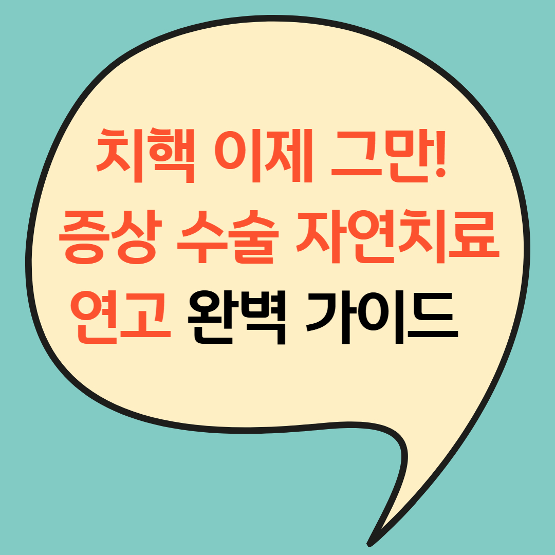 치핵 이제 그만! 증상 수술 자연치료 연고 완벽 가이드(+2025)