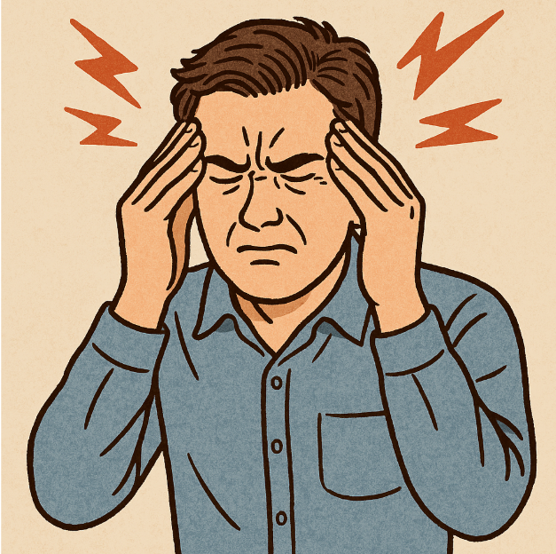 두통에 고통 받는 모습