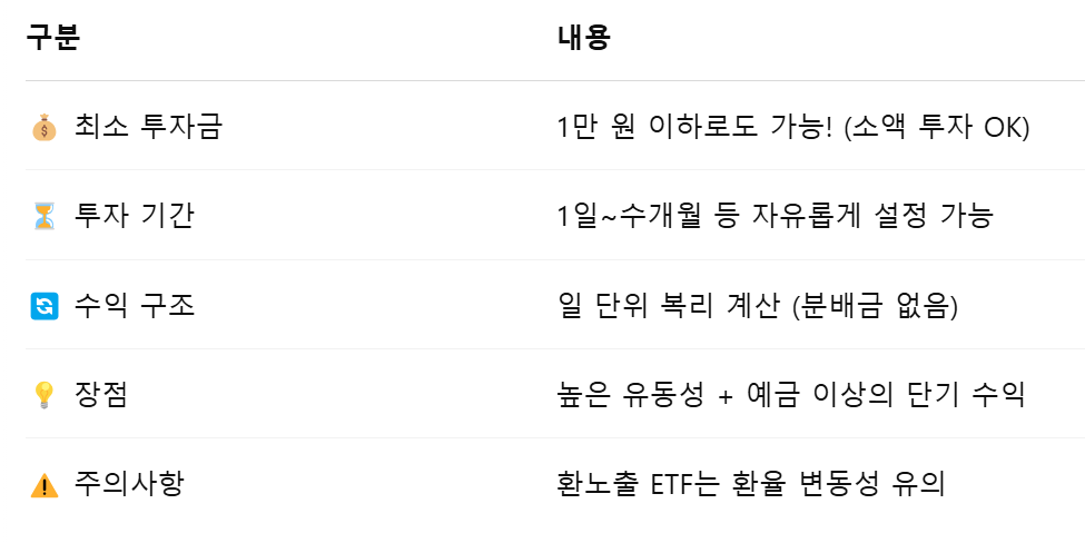 파킹형 ETF 투자 팁