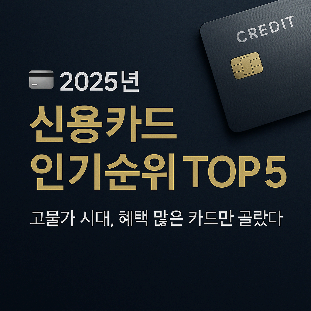 💳 2025년 신용카드 인기순위 TOP 5 – 고물가 시대, 혜택 많은 카드만 골랐다!