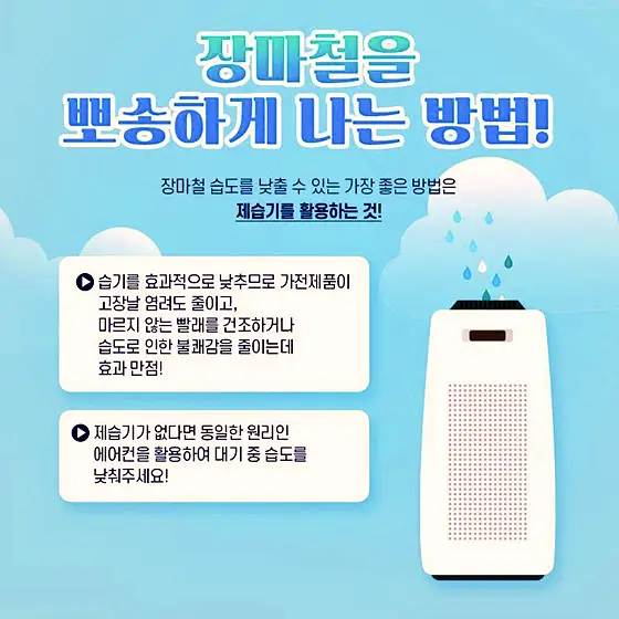 세탁기, 건조기, TV, 컴퓨터, 제습기, 에어컨 장마철 습도가 높을 때 가전제품 관리 방법 꿀팁