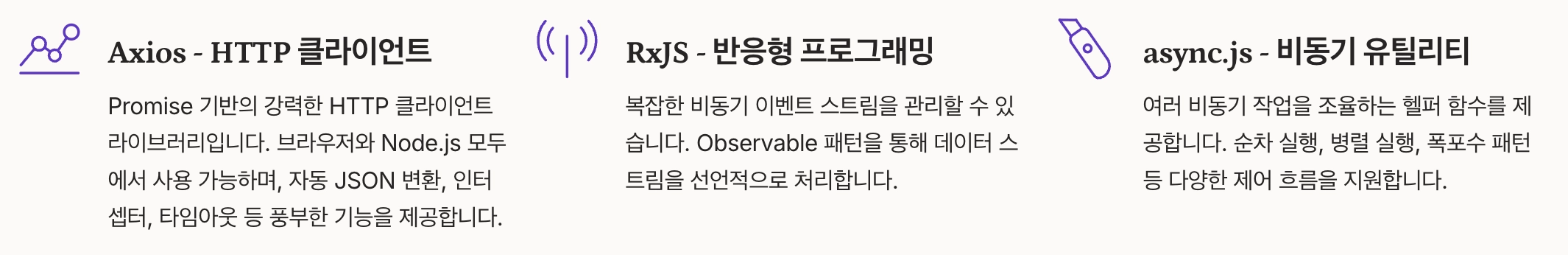 비동기 라이브러리 예시 종류 정리