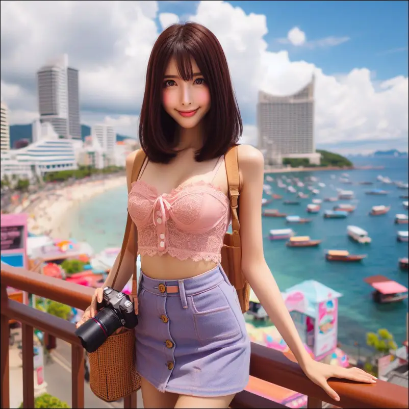 태국 방콕에서 사진찍는 여성