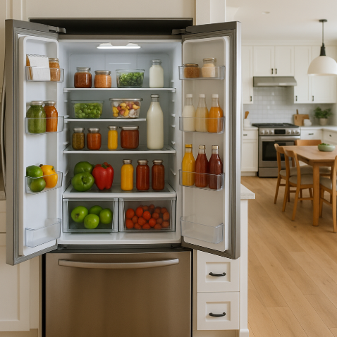 냉장고 선반정리와 주방 구조