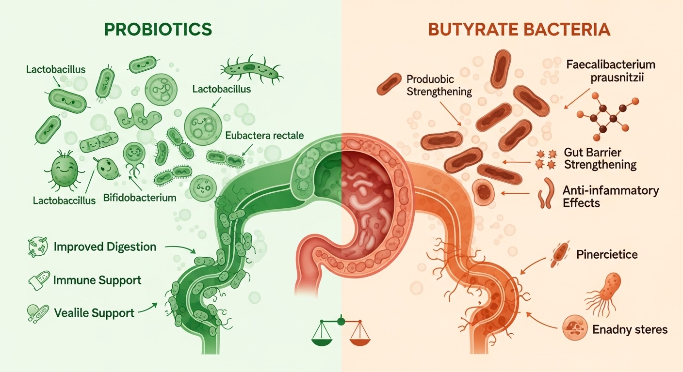 Comparison image of lactic acid bacteria and butyric acid bacteria