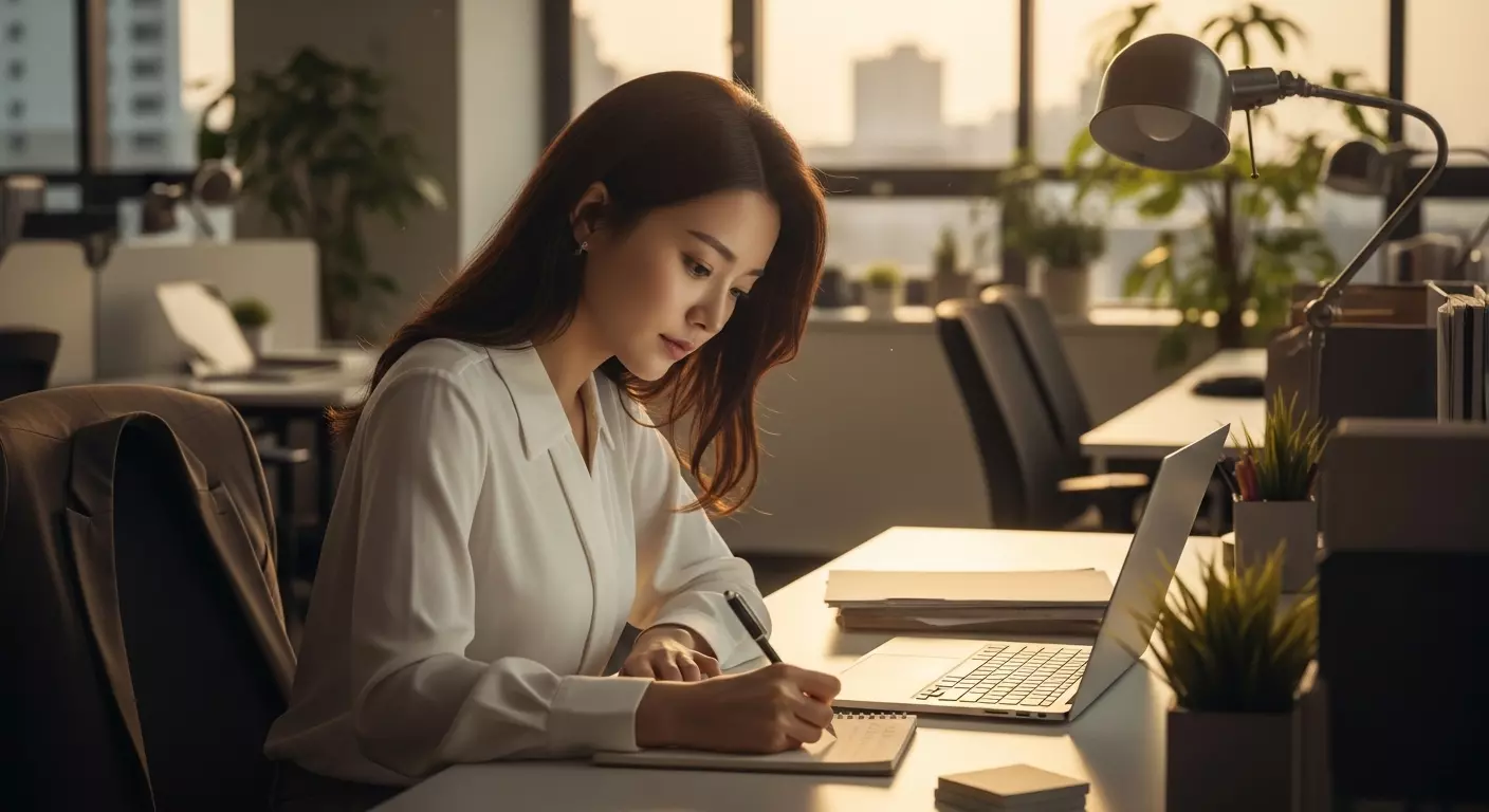 경력 관리를 위해 목표 리스트를 작성하고 있는 장면