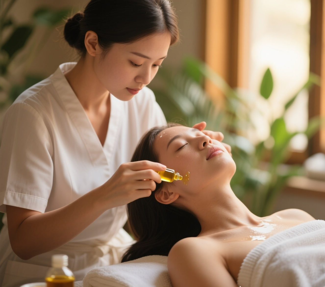 호호바오일로 얼굴, 바디, 헤어 관리받는모습