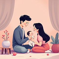 아기를 안고 있는 부모의 따뜻한 모습&amp;#44; 가족의 소중함을 나타내는 표현