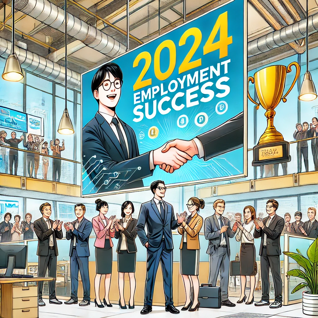 다양한 배경의 직원들과 격려하는 관리자가 함께 서 있는 모습